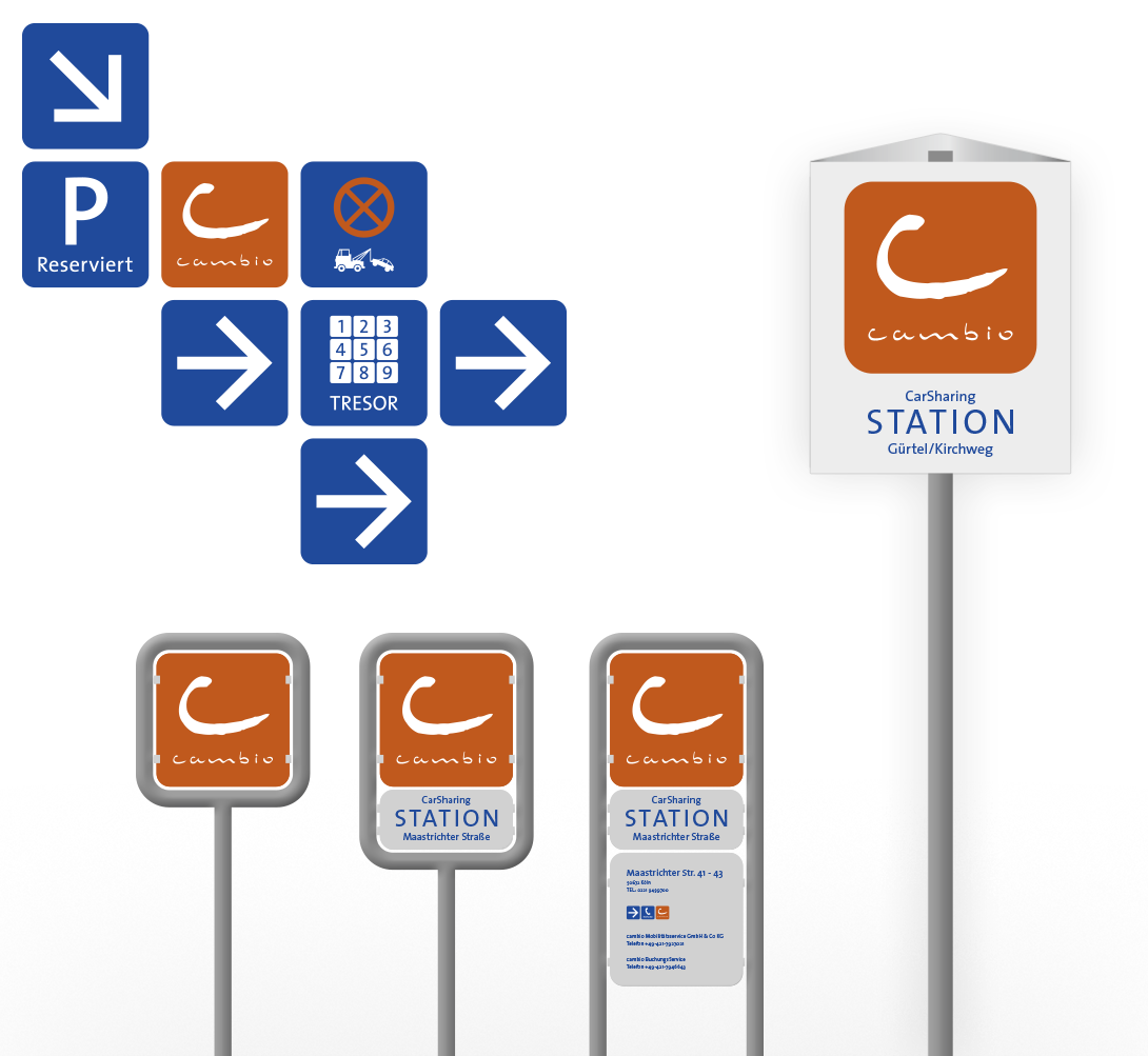 cambio Schilder und Wegeleitsystem