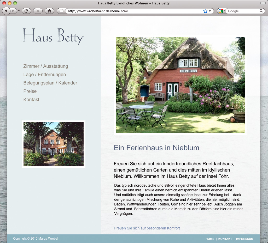 Webauftritt Haus Betty, Föhr