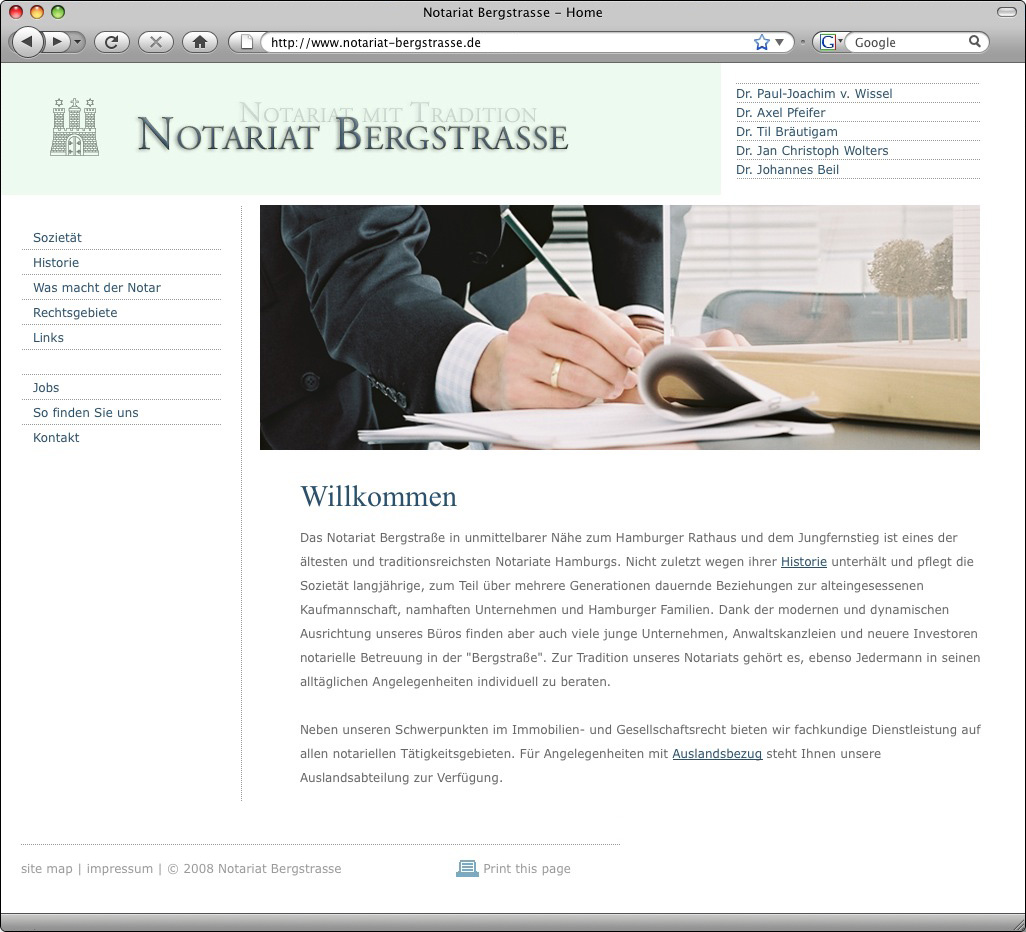 Webauftritt Notariat Bergstraße