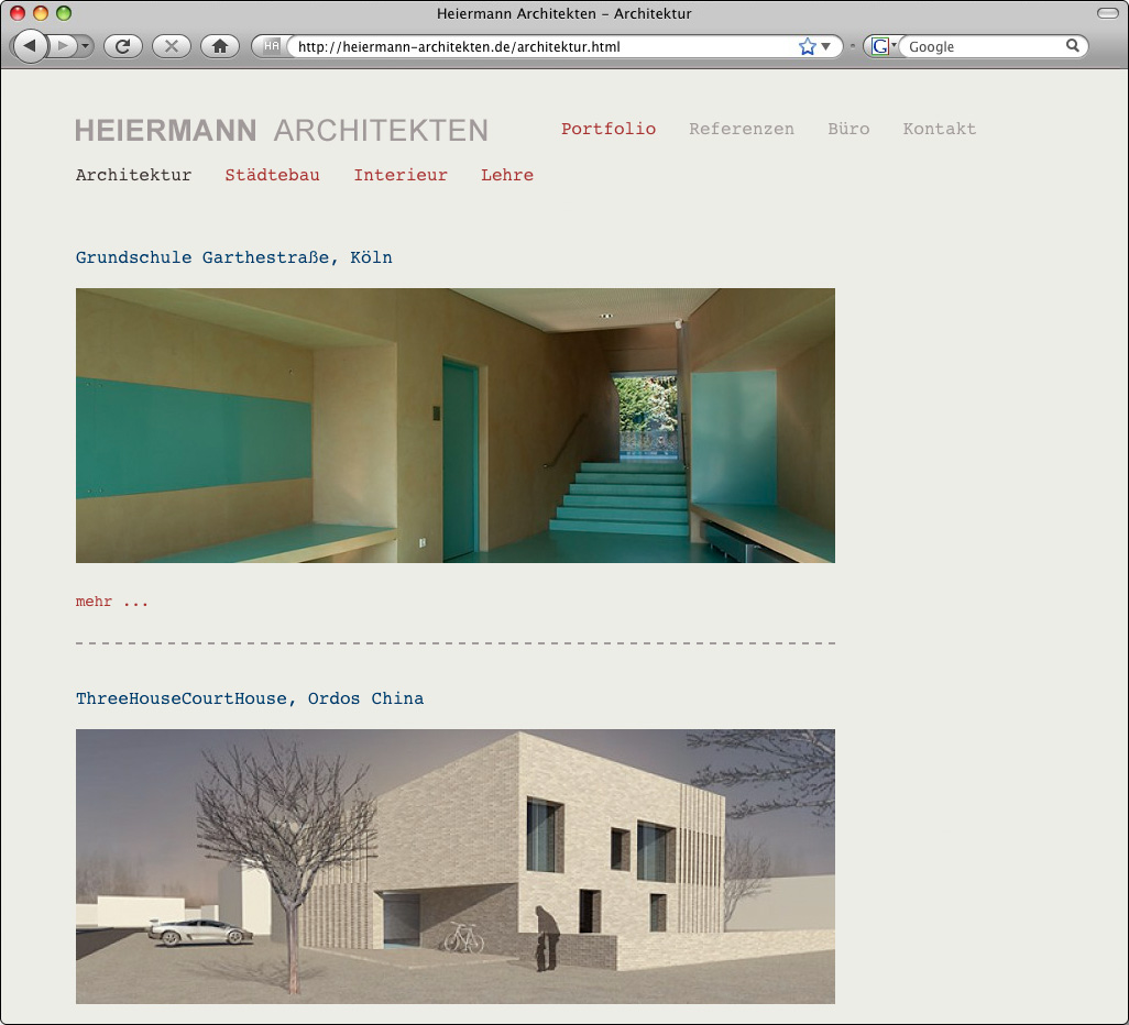 Webauftritt Heiermann Architekten