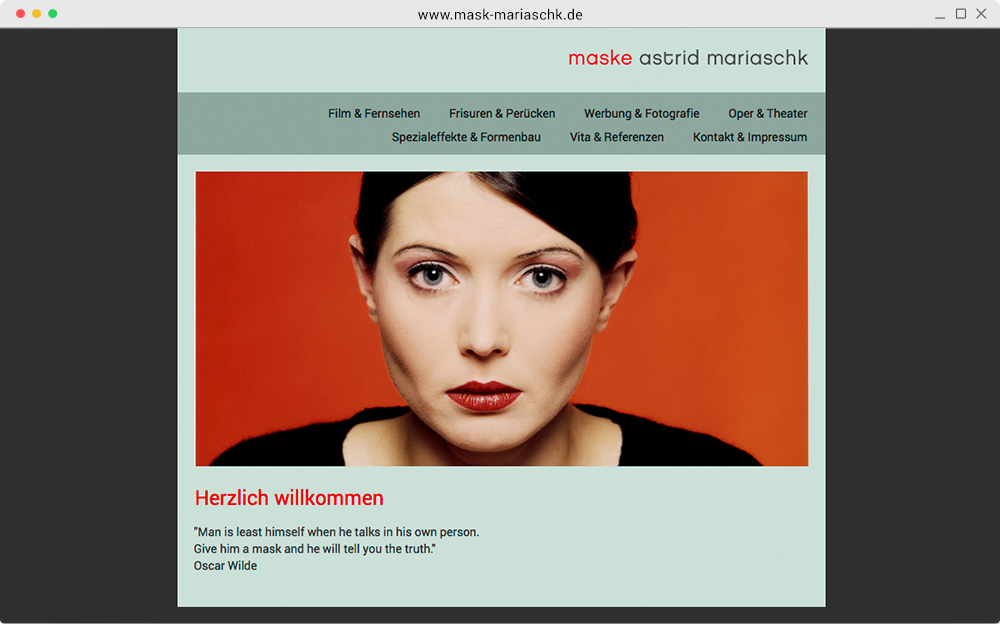 Webauftritt Maske Astrid Mariaschk